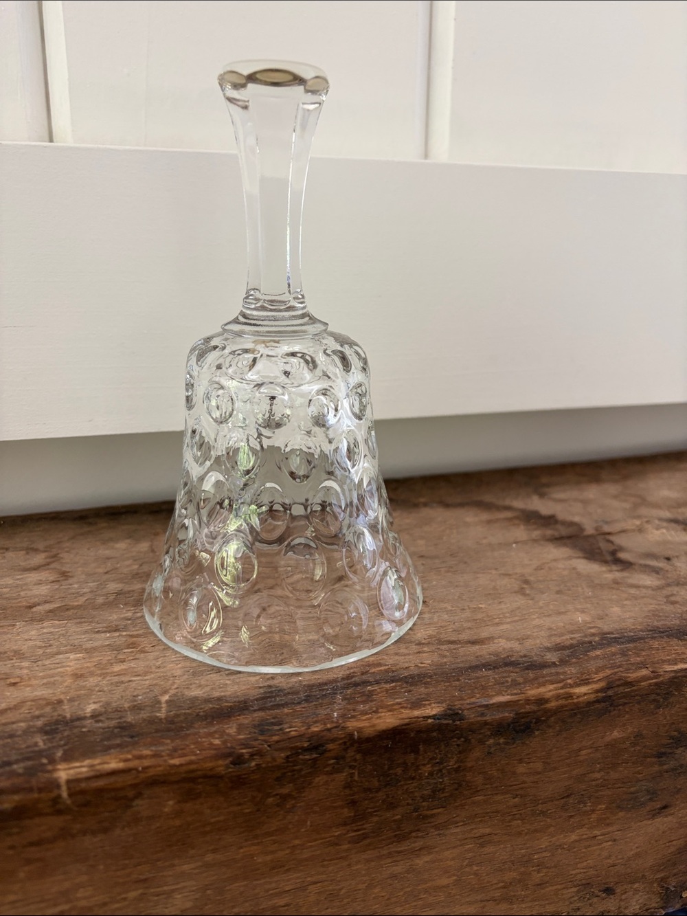 Vintage Clear Pressed Glass Decorative Bell - Textured Dot Pattern